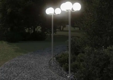 Lămpi exterioare de podea 2 buc argintiu 215 cm oțel inoxidabil - 1/5