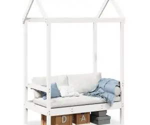 vidaXL Banchetă cu acoperiș, alb, 117,5x70x176,5 cm, lemn masiv pin