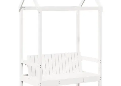 Banchetă cu acoperiș, alb, 117,5x70x176,5 cm, lemn masiv pin - 2/5