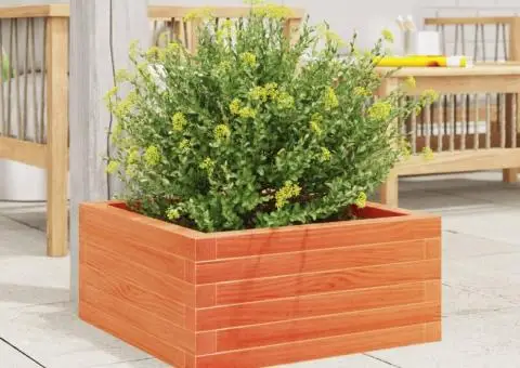 Jardinieră de grădină, maro ceruit, 50x50x23 cm, lemn masiv pin - 3/5