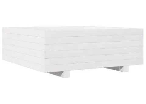 Jardinieră de grădină, alb, 70x70x26,5 cm, lemn masiv de pin - 2/5