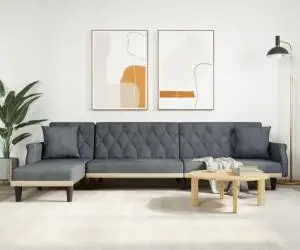 vidaXL Canapea extensibilă în formă de L gri 271x140x70 cm catifea