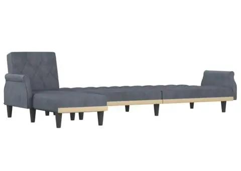 Canapea extensibilă în formă de L gri 271x140x70 cm catifea - 4/5