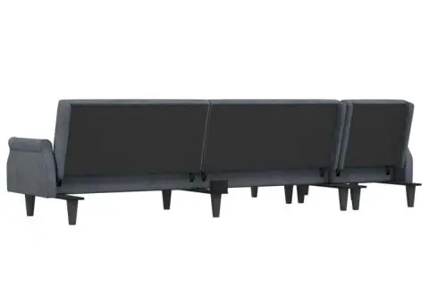 Canapea extensibilă în formă de L gri 271x140x70 cm catifea - 5/5