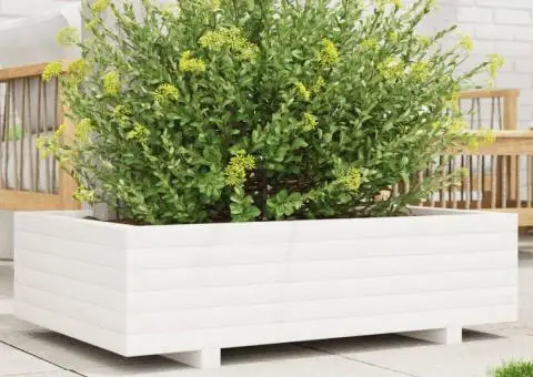 Jardinieră de grădină, alb, 90x60x26,5 cm, lemn masiv de pin - 1/5