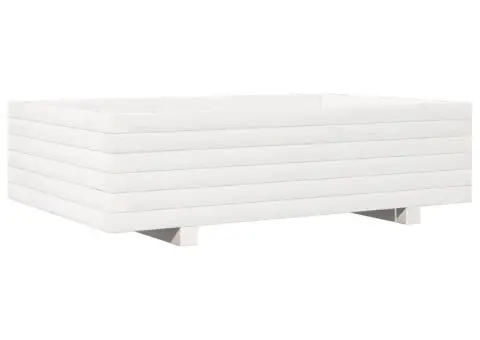 Jardinieră de grădină, alb, 90x60x26,5 cm, lemn masiv de pin - 2/5