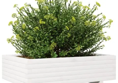 Jardinieră de grădină, alb, 90x60x26,5 cm, lemn masiv de pin - 4/5