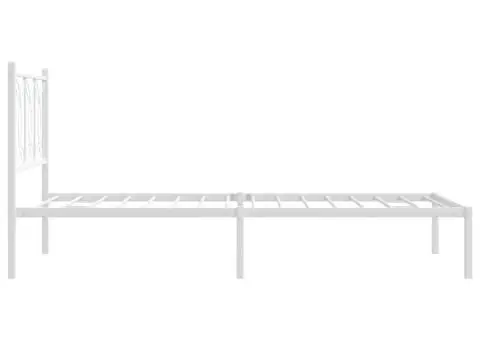 Cadru de pat din metal cu tăblie, alb, 107x203 cm - 5/5