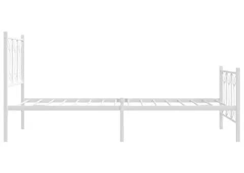Cadru de pat metalic cu tăblie de cap/picioare, alb, 100x200 cm - 5/5