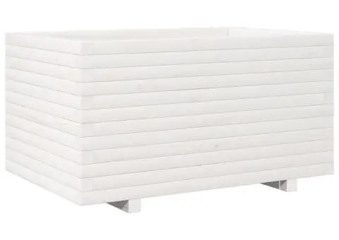 Jardinieră de grădină, alb, 90x60x49,5 cm, lemn masiv de pin - 2/5