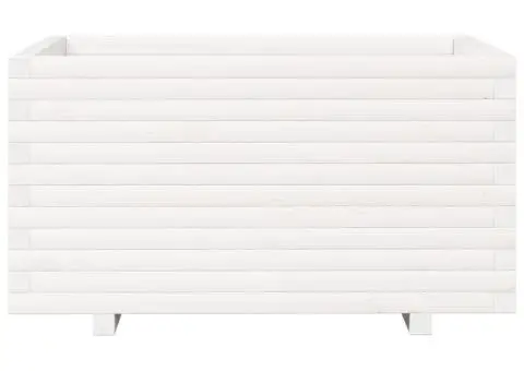 Jardinieră de grădină, alb, 90x60x49,5 cm, lemn masiv de pin - 5/5