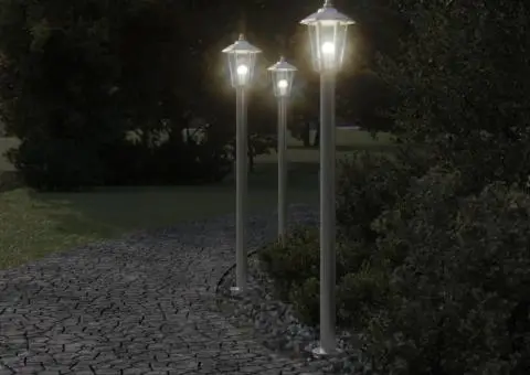 Lămpi exterioare de podea 3 buc argintiu 120 cm oțel inoxidabil - 3/5