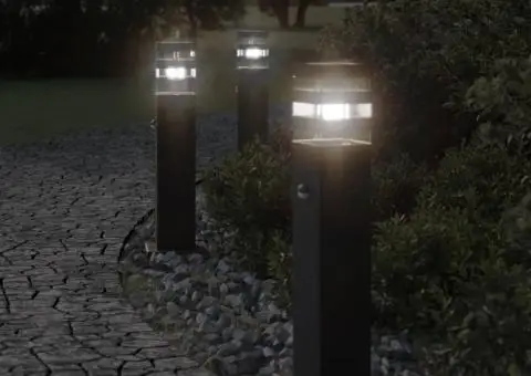 Lampă exterioară de podea cu senzor, negru, 50 cm, aluminiu - 1/5