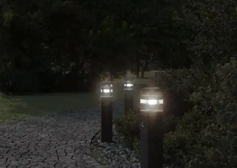 Lampă exterioară de podea cu senzor, negru, 50 cm, aluminiu - 3/5