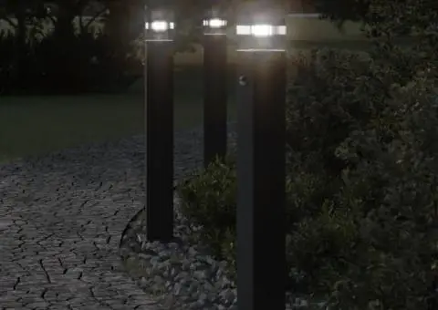 Lămpi podea exterior cu senzor, 3 buc., negru, 80 cm, aluminiu - 1/5