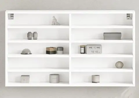 Dulap cu vitrină, alb, 100x15x58 cm, lemn prelucrat - 1/5