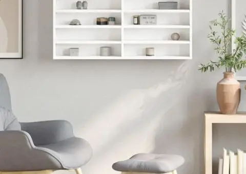 Dulap cu vitrină, alb, 100x15x58 cm, lemn prelucrat - 3/5