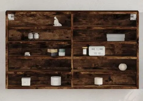 Dulap cu vitrină, stejar fumuriu, 100x15x58 cm, lemn prelucrat - 1/5