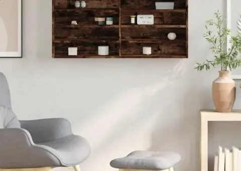 Dulap cu vitrină, stejar fumuriu, 100x15x58 cm, lemn prelucrat - 3/5