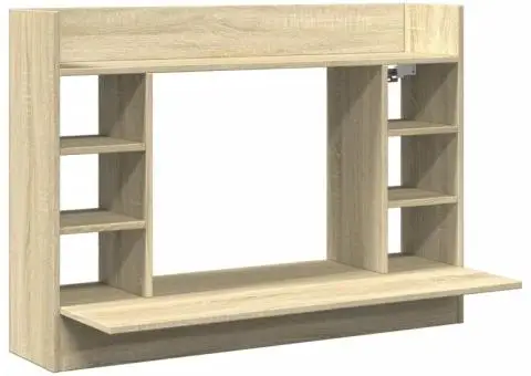 Birou montat pe perete stejar sonoma 105x48x75cm lemn prelucrat - 2/5