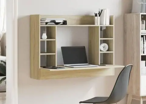 Birou montat pe perete stejar sonoma 105x48x75cm lemn prelucrat - 3/5