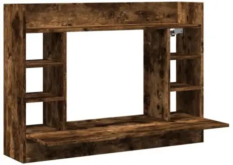 Birou montat perete stejar fumuriu 105x48x75cm lemn prelucrat - 2/5