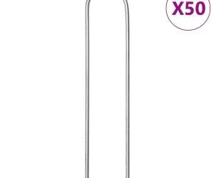vidaXL Țăruși de pământ în formă de U 50 buc. 15x3,5cm oțel galvanizat
