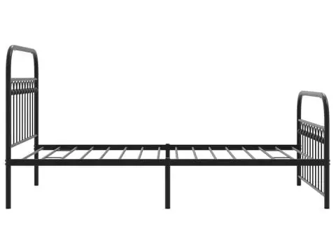 Cadru pat metalic cu tăblii de cap/picioare, negru, 107x203 cm - 5/5