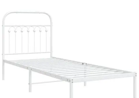 Cadru de pat metalic cu tăblie, alb, 80x200 cm - 3/5