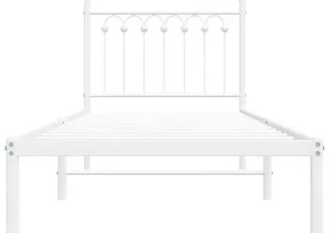 Cadru de pat metalic cu tăblie, alb, 80x200 cm - 4/5