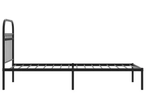 Cadru de pat metalic cu tăblie, negru, 75x190 cm - 5/5