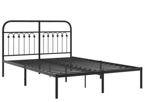 Cadru de pat metalic cu tăblie, negru, 135x190 cm - 3/5