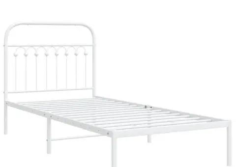 Cadru pat metalic cu tăblie, alb, 90x200 cm - 3/5