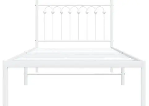 Cadru pat metalic cu tăblie, alb, 90x200 cm - 4/5