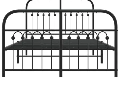 Cadru pat metalic cu tăblie de cap/picioare, negru, 120x200 cm - 4/5