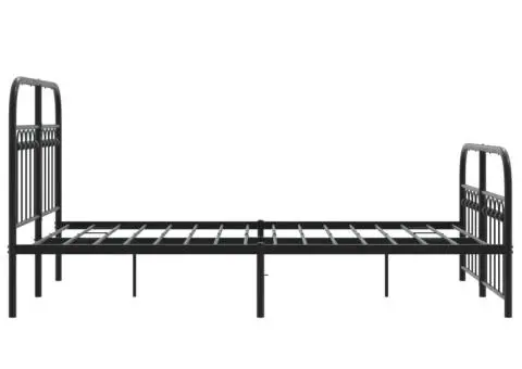 Cadru pat metalic cu tăblie de cap/picioare, negru, 120x200 cm - 5/5