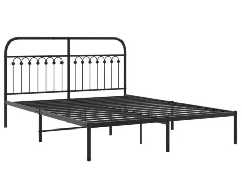Cadru de pat metalic cu tăblie, negru, 150x200 cm - 3/5