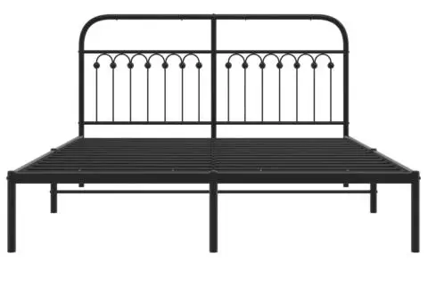 Cadru de pat metalic cu tăblie, negru, 150x200 cm - 4/5