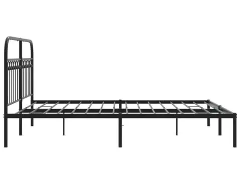 Cadru de pat metalic cu tăblie, negru, 150x200 cm - 5/5