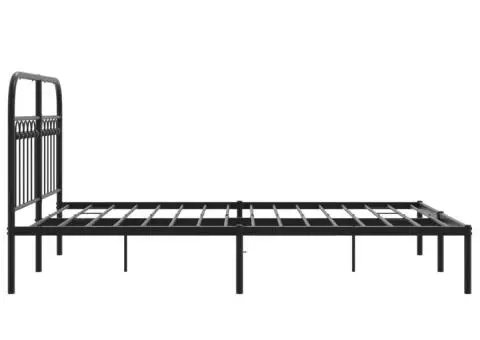 Cadru de pat metalic cu tăblie, negru, 140x190 cm - 5/5