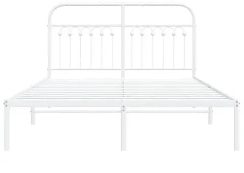 Cadru de pat metalic cu tăblie, alb, 140x190 cm - 4/5