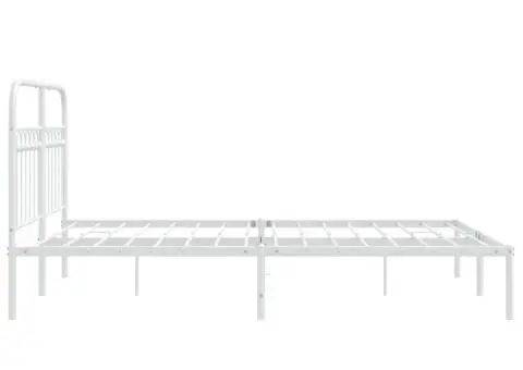 Cadru de pat metalic cu tăblie, alb, 140x190 cm - 5/5