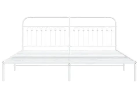 Cadru de pat metalic cu tăblie, alb, 200x200 cm - 4/5