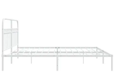 Cadru de pat metalic cu tăblie, alb, 200x200 cm - 5/5