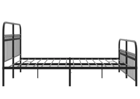 Cadru pat metalic cu tăblii de cap/picioare, negru, 183x213 cm - 5/5