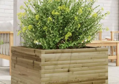 Jardinieră de grădină, 80x80x45,5 cm, lemn de pin impregnat - 1/5