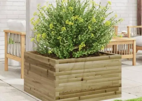 Jardinieră de grădină, 80x80x45,5 cm, lemn de pin impregnat - 3/5