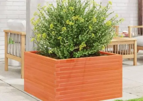 Jardinieră grădină, maro ceruit, 80x80x45,5 cm, lemn masiv pin - 3/5