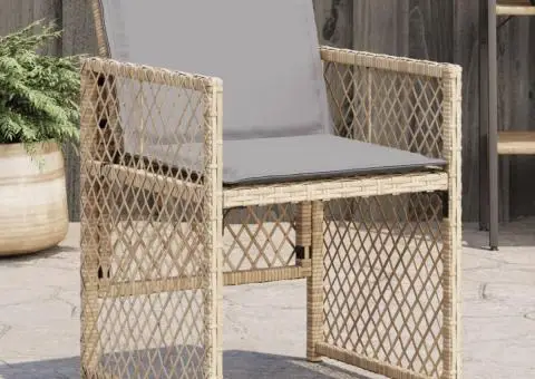 Fotolii de grădină cu perne, 4 buc., bej combinat, poliratan - 1/5