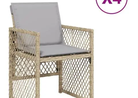 Fotolii de grădină cu perne, 4 buc., bej combinat, poliratan - 2/5